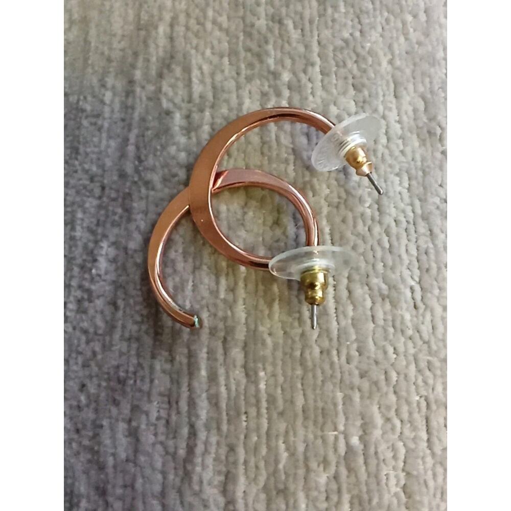 Premier Designs Rose Gold Crescent Shaped Post Earrings Goldtone